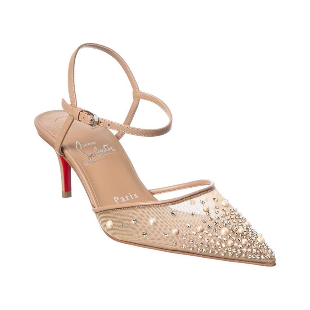 Christian Louboutin Miss Z 60 Mesh & Leather Pump, Beige - Picture 1 of 5